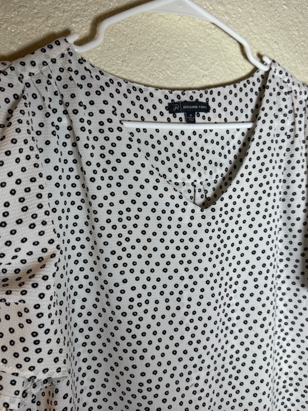 Adrianna Papell Black Dot Print Blouse on Ivory - Picture 4 of 6